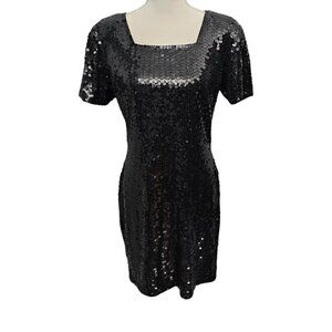 NiteLine Vintage Sequin Black Cocktail Dress